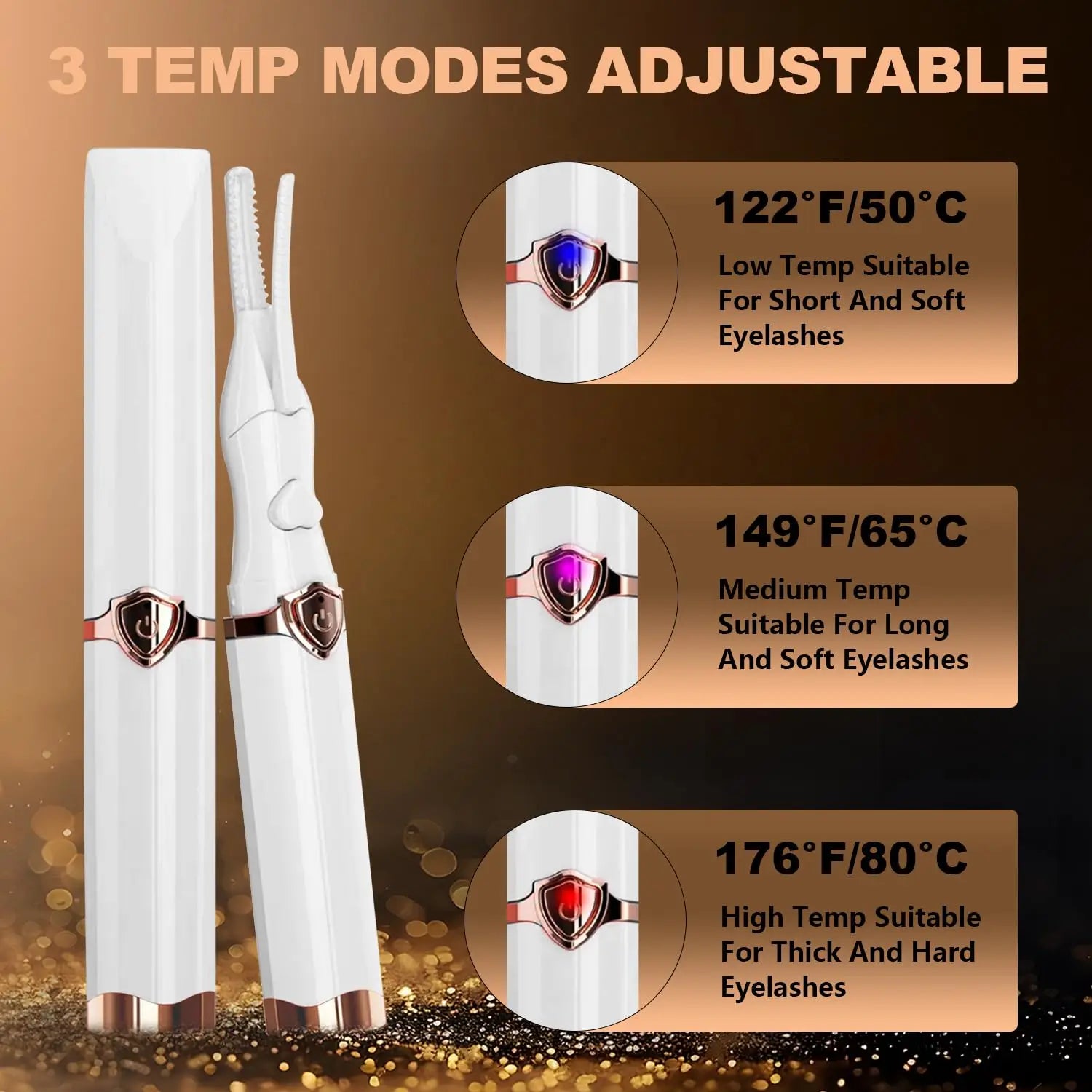 Glowvera™ Heated Eyelash Curler
 2-in-1 Clip-Type Design 3 Temperature Modes USB Rechargeable Electric Eyelash Curler for Women Girls Gift