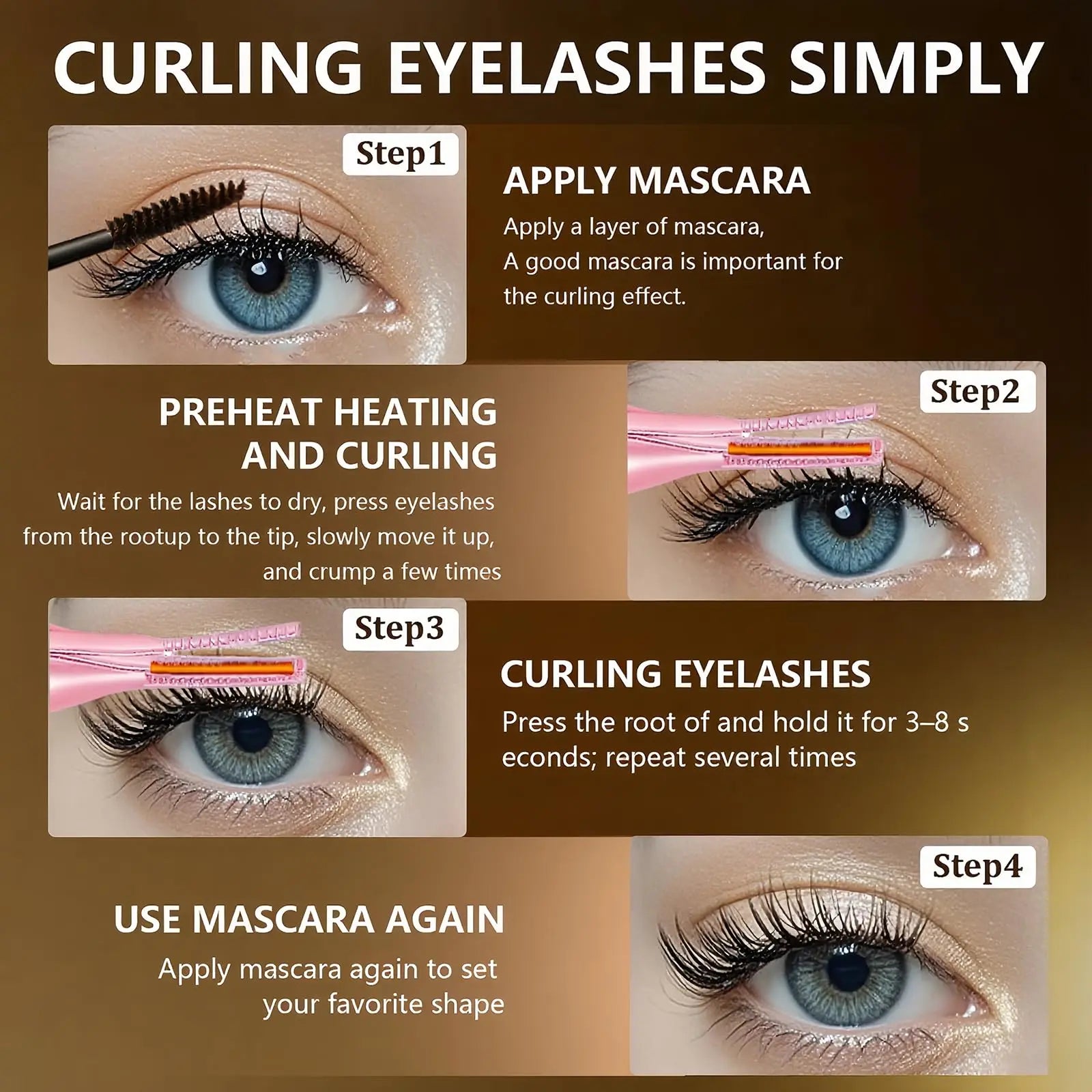 Glowvera™ Heated Eyelash Curler
 2-in-1 Clip-Type Design 3 Temperature Modes USB Rechargeable Electric Eyelash Curler for Women Girls Gift